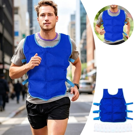 Cooling Ice Vest for Hot Weather, Reusable Evaporative Cool Vest No Ice Electricity Needed, Adjustable Outdoor Cooling Vest for Running Cycling Fishing (Blue)