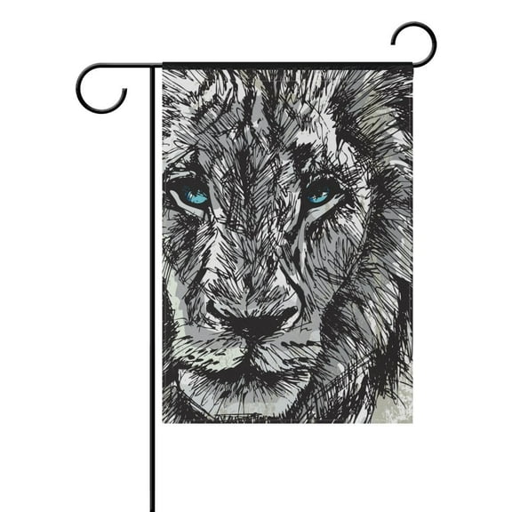 POPCreation Abstract Big Male African Lion Polyester Garden Flag Outdoor Flag Home Party Garden Decor 28x40 inches