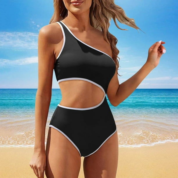WILLBEST Traje de Baño con Curvas para Mujer, Bañador de Malla de 1 Pieza, Push Up, Acolchado, Bikini, Traje de Baño de Entrenamiento, Bañador deportivo Fruncido, Bañador Vintage