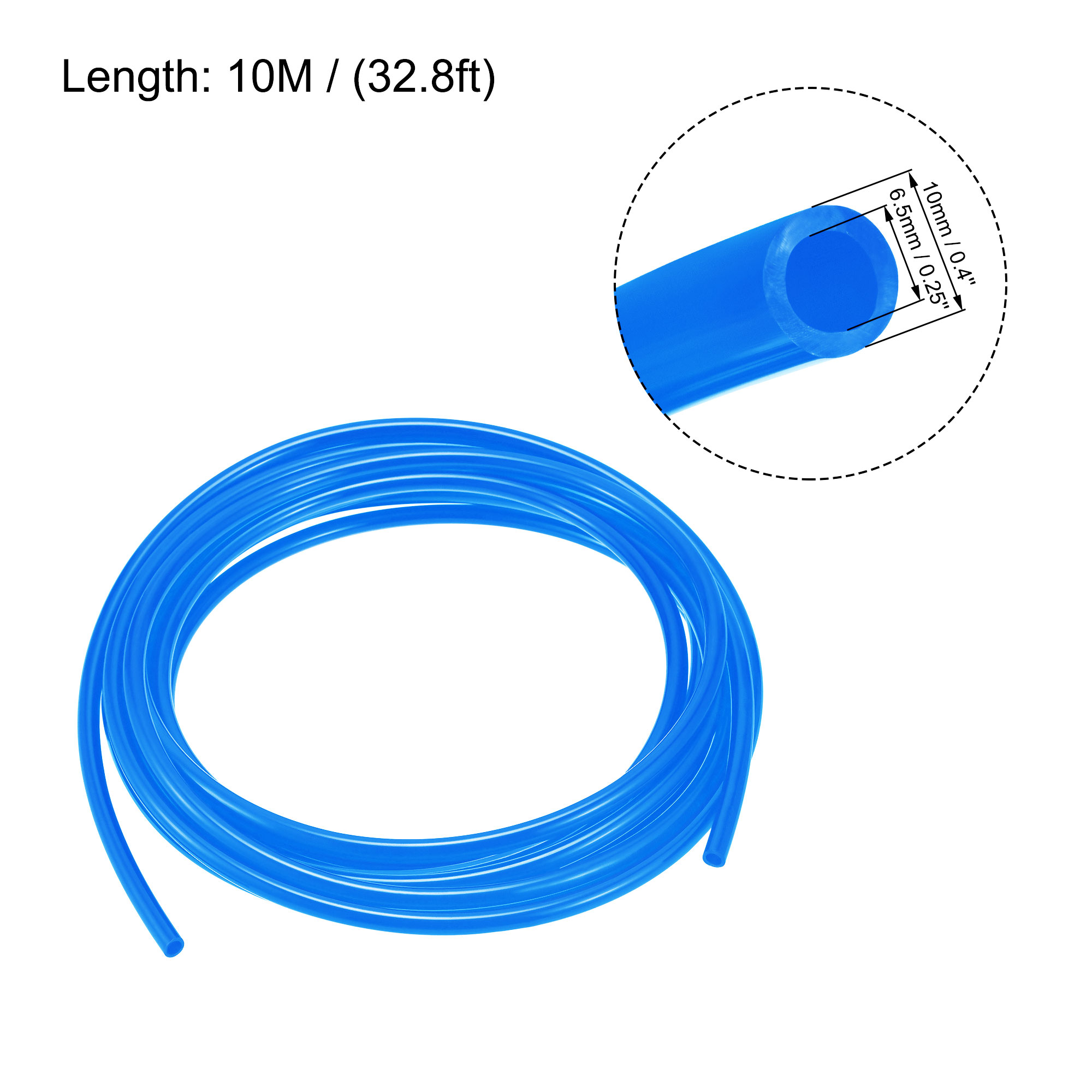 Uxcell Pneumatic Air Hose Tubing PU Air Compressor Tube 0.25''IDx0.4''OD Pipe Blue with Connect Fitting