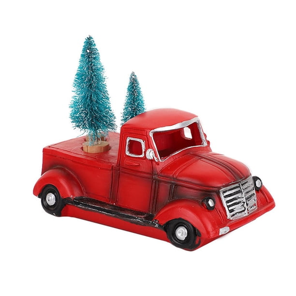 Camioneta roja Granja Camión de Navidad con luces Decoración del árbol de Navidad
