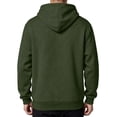 thumbnail image 4 of Fleece Hoodie Mens Plain Long Sleeve Hooded Sweatshirt Casual Basic Essential Drawstring Pullover Hoodie With Pocket Army Green M, 4 of 6
