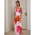 thumbnail image 6 of Multicolor Womens Deep V Floral Print Fitted Backless Maxi Dress With Spaghetti Straps For Summer Party Or Vacation, 6 of 8