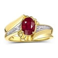 thumbnail image 1 of RYLOS Rings for Women 14K Gold Plated Silver Swirl Z Ring 7X5MM Oval Gemstone &  Diamond Rings July Ruby Jewelry Size 8, 1 of 7