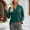 thumbnail image 2 of Fiaer Womens Long Sleeve T Shirts Oversized V Neck Tshirts Loose Fit Casual Fashion Solid Color Ruffle Sleeve Tops Green XXL, 2 of 5