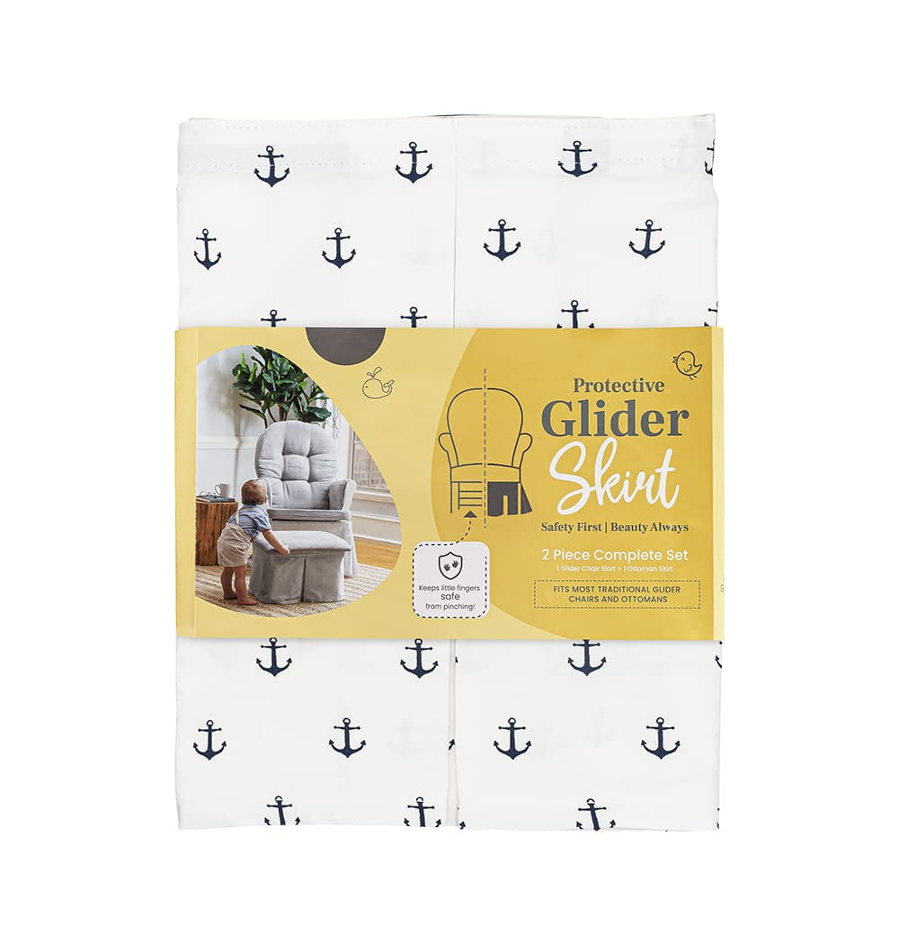 Glider Skirt, Universal Fit Safety Skirt for Glider Chair and Ottoman for Nursery, Baby Proofing