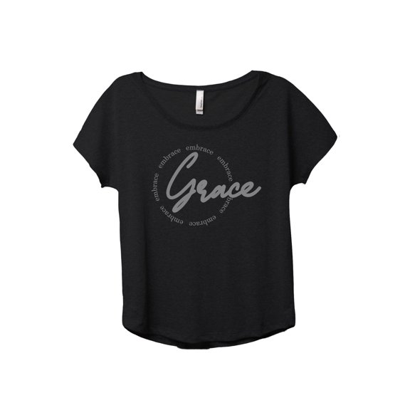 Embrace Grace Women's Fashion Slouchy Dolman T-Shirt Tee Heather Black Large