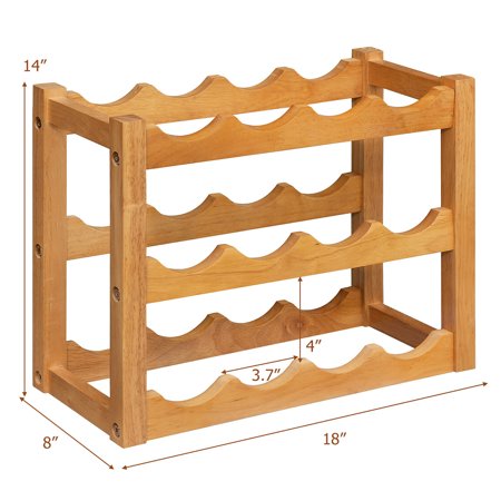 wine tier costway tabletop bottles rack rubber holder bar display wood kitchen