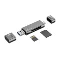 thumbnail image 1 of Lector de tarjetas JJC portátil de aleación de aluminio USB-C USB-A SD/TF gris, 1 of 7