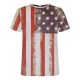thumbnail image 4 of Pompotops Mode Femme Col Rond Décontracté Manches Courtes Imprimé Drapeau Américain T-shirt Blouse, 4 of 5