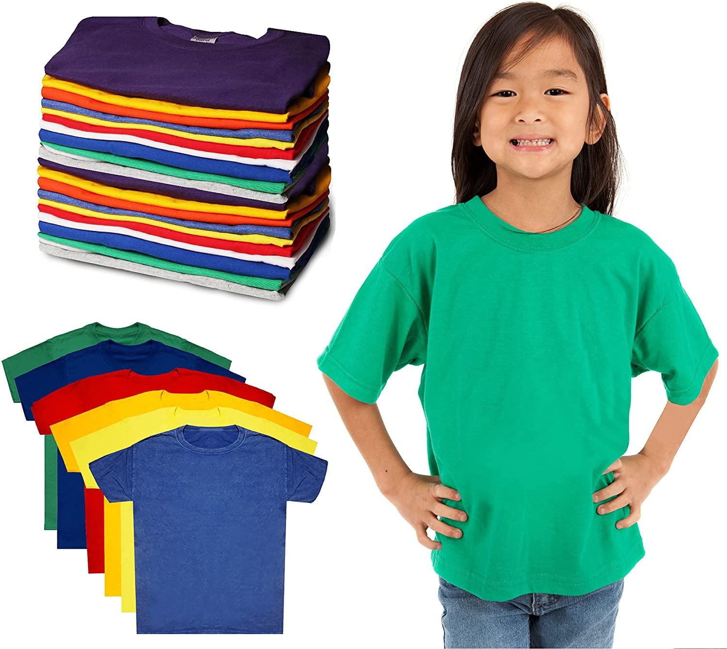 Wholesale Lot Bulk 60 Childrens/Kids T-Shirts All Colors S-XL Individual  Pckg