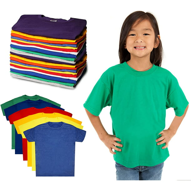 billedtekst Sorg Premier SOCKS'NBULK Kids Assorted Bulk T-Shirts Wholesale Assorted Sizes, Colorful  Cotton Crew Neck Tshirts, Boys Girls - Walmart.com