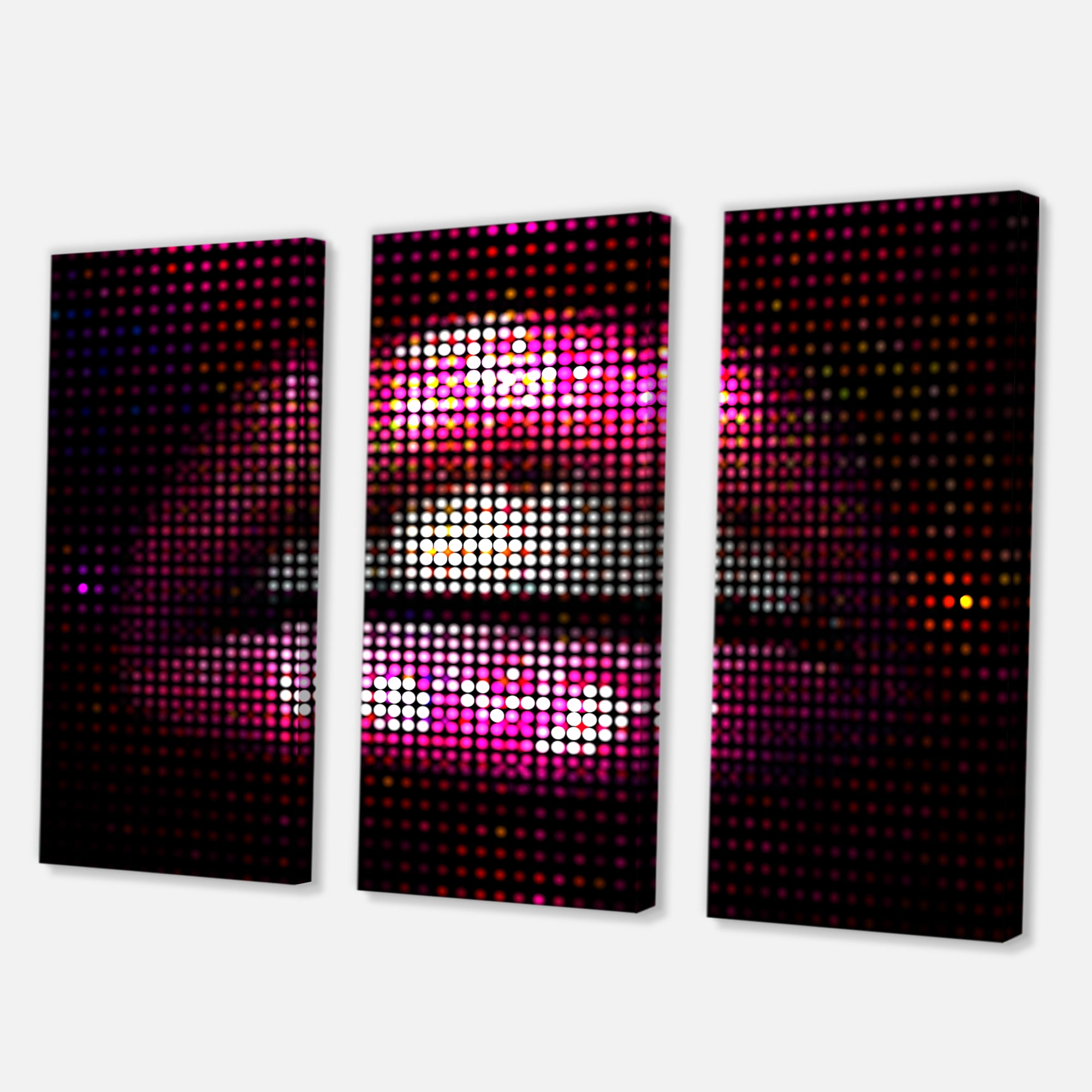 Designart ' Detail Of Pixellated Pink Woman Lips ' Modern Canvas Wall Art Print