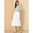thumbnail image 3 of Falda de algodón de cintura elástica vintage campesina para mujer Faldas médicas a media pierna con bolsillos blanco M, 3 of 6