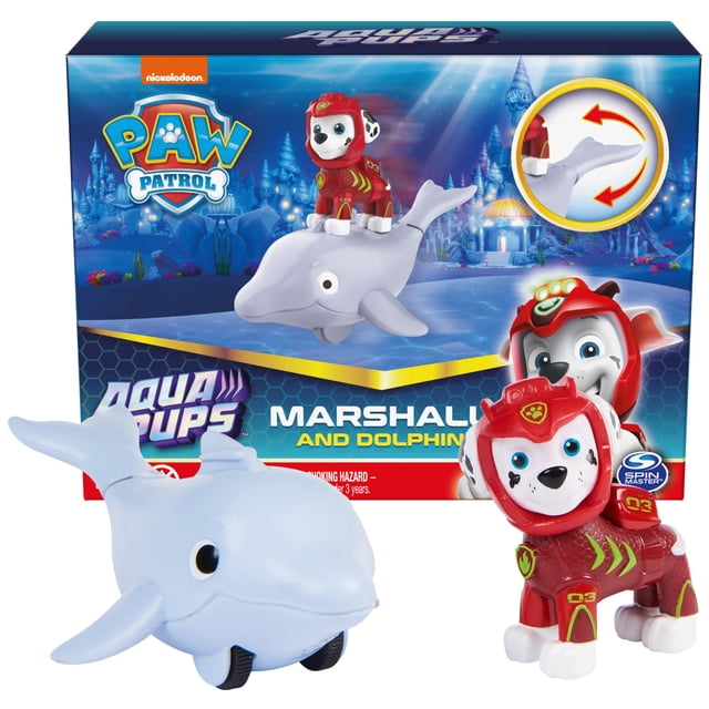 Figura de acción Paw Patrol Marshall Aqua Pups con delfín Paw Patrol