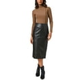 thumbnail image 2 of INSPIRE CHIC Women's PU Leather Midi Skirts Party High Waist Split Back Bodycon Pencil Skirt XS Black, 2 of 6