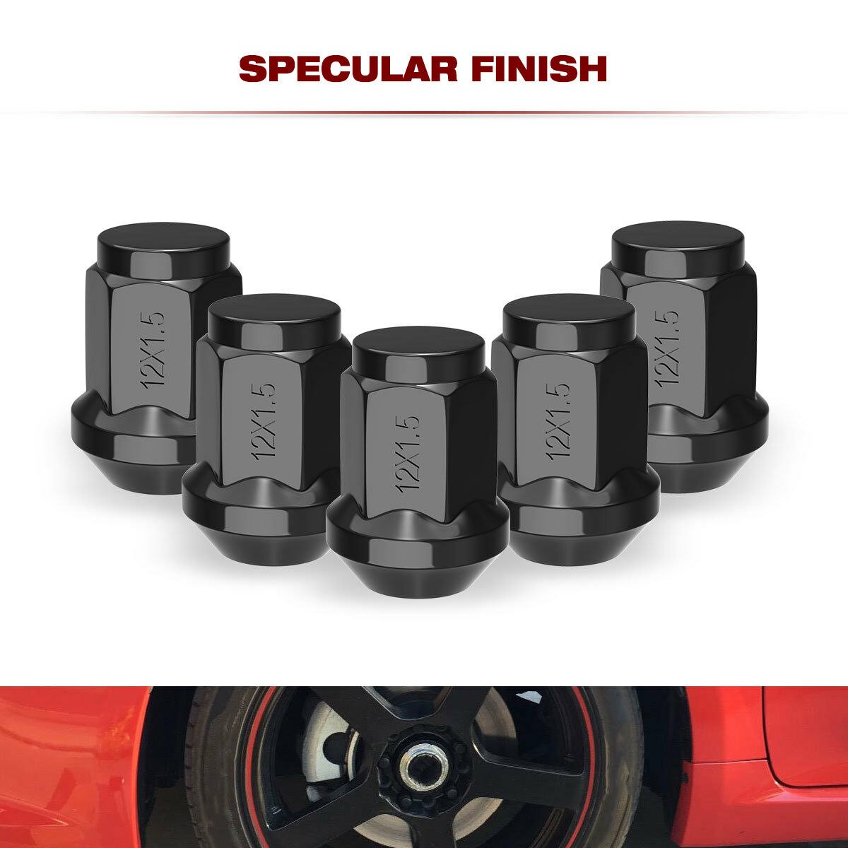 Car & Truck Wheels, Tires & Parts 20 Black Wheel Lug Nuts 12X1.5 Closed