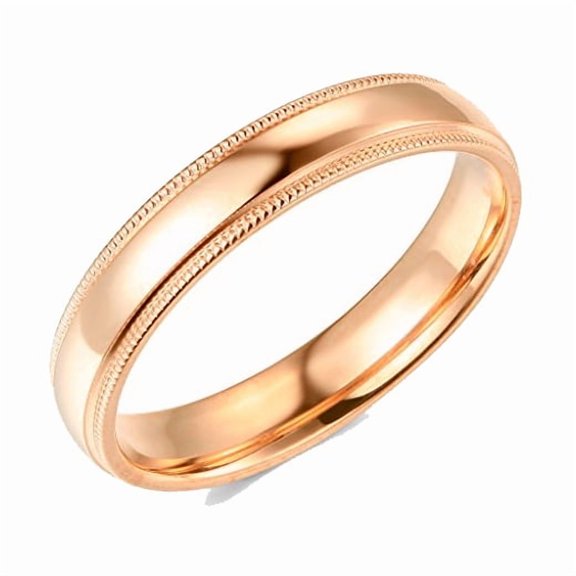 Pompeii 5mm Milgrain Plain High Polished Dome Wedding Band 10k White, Yellow, Rose Gold
