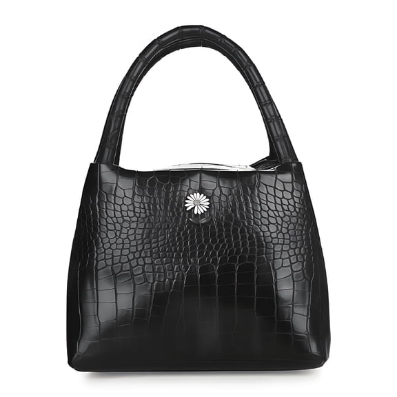 GASTROPOD Women'S Crocodile Pattern Handbag, Totes Bags for Women, with Zipper, Fashionable Tote Bag, Lightweight, Portable Top-Handle Satchel, Pu Leather Tote for Daily Use(Black)