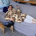 thumbnail image 3 of Beige and Brown Leopard Pattern Wearable Oversized Blanket,Wearable Blanket Hoodie for Adults,Cozy Hooded Blankets with Super Pockets,Super Warm Fuzzy Pullover for Women & Men, 3 of 6