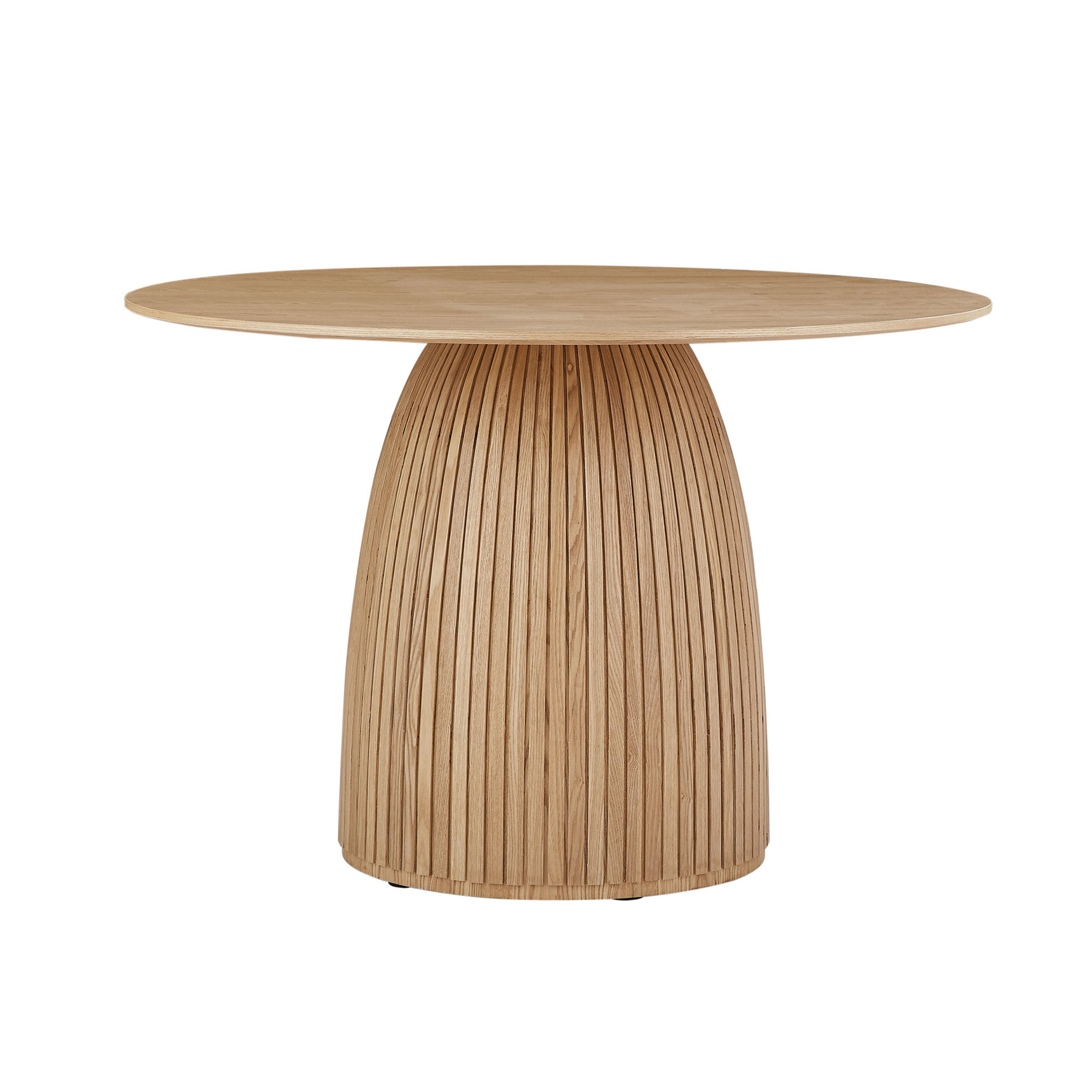Noble House 47.24" Round Dining Table, MDF Wood T-Base Pedestal, Easy-Clean Modern Top, for Kitchen, Dining Room, Oak