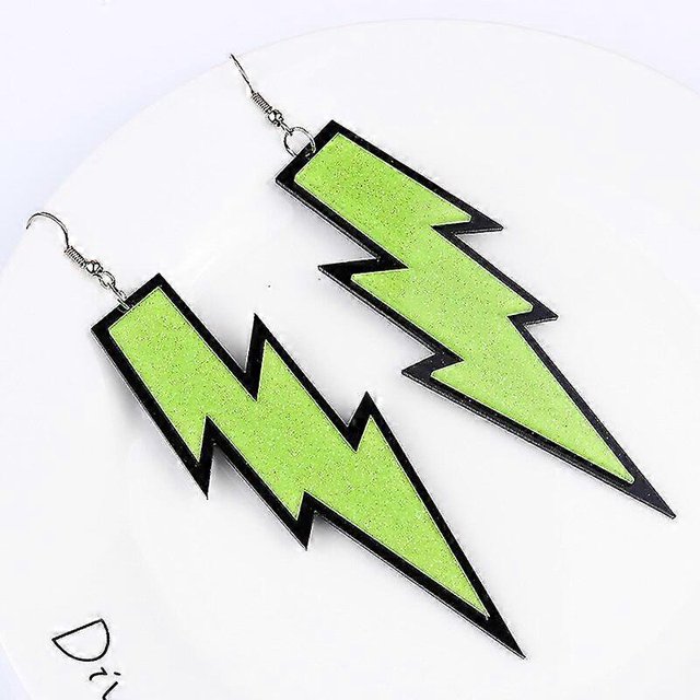 Pendientes colgantes de neón Acrílico Yashi 6 colores mujer aretes largos forma de rayo verde fluorescente retro exagerado