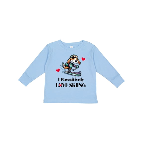 Inktastic Skiing Beagle Puppy Skier Boys or Girls Long Sleeve Toddler T-Shirt