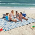 thumbnail image 5 of Extra Large Picnic Beach Blanket Waterproof Sand Proof Portable Outdoor Mat Blue Flower and Leaf 60x80, 5 of 9