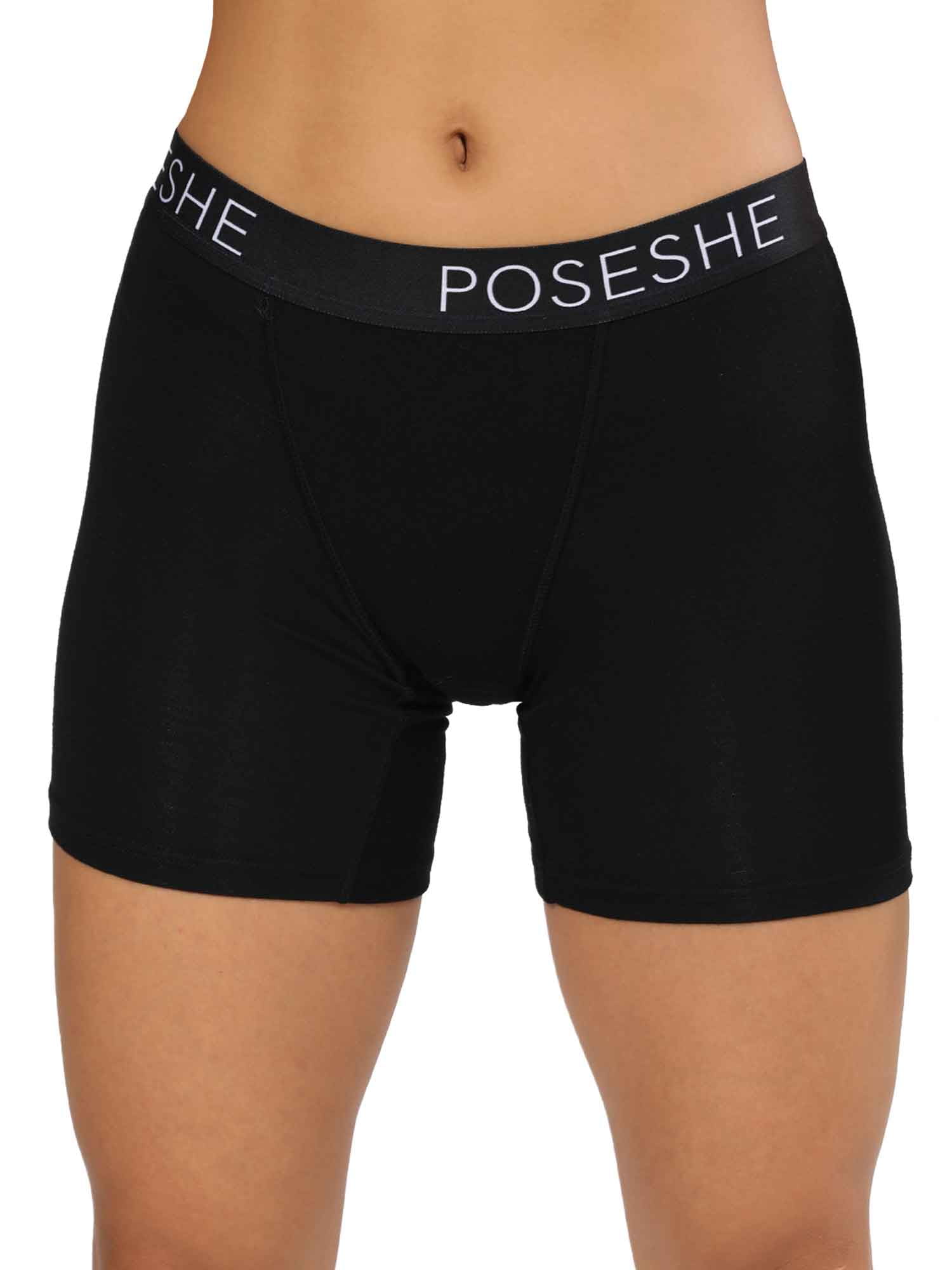 POSESHE Women's Boxer Underwear, Plus Size Boyshorts Panties 6/8