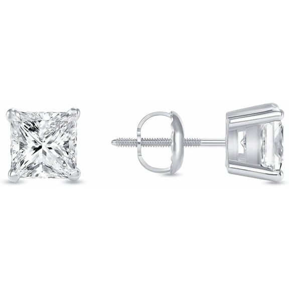 1 Ct Princess Cut Moissanite Diamond Stud Earrings | 925 Sterling Silver | Unisex Earrings for Men & Women