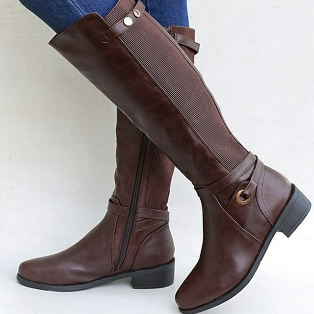 EGNMCR Bottes d'Hiver pour Femmes Bottes d'Hiver pour Femmes Chaussures à Talon Bas Confortables Extérieur Antidérapantes Extérieur Bottes Mi-Mollet
