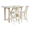 thumbnail image 5 of 3-Piece Bar Height Solid Wood Dining Set with 72" x 28" Table and 2 Splat Back 30 in. Seat Height Bar Stools - Unfinished, 5 of 7