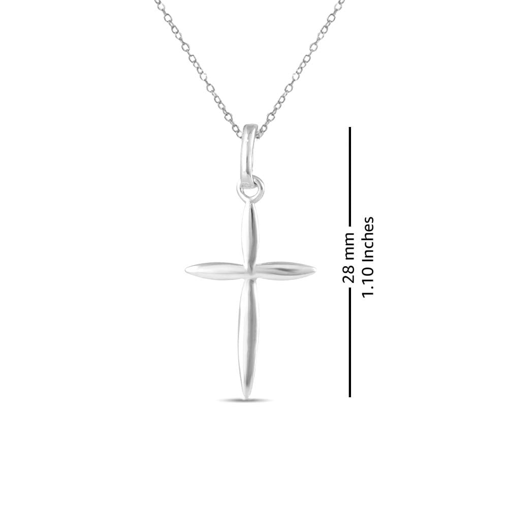 LeCalla 925 Sterling Silver Timeless Classic Cross Pendant Necklace with Cable Chain, 18+2 Inches