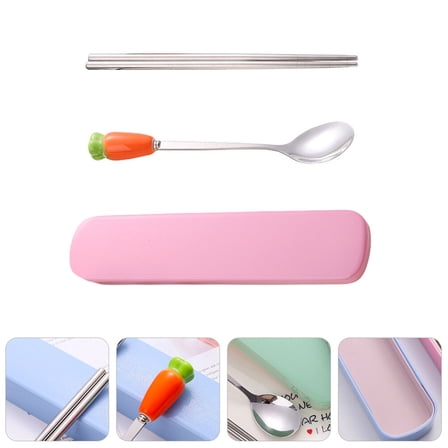 LEORX 1 Set Reusable Chopsticks Spoon Combo Assorted Color Portable Tableware