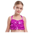 thumbnail image 3 of Yeahdor Girls Hip Hop Jazz Street Dance Performance Outfits Sequin Ruffles Tank Crop Top with Metallic Trousers Set Hot Pink 10, 3 of 5