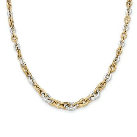 14kt Two Tone Yellow Gold Chain Necklace Pendant Charm Link Fine Jewelry For Women Gift Set