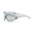 thumbnail image 3 of Hedgehog Fur Carving Retro Wrap Thick Temple Plastic Sunglasses Silver - Silver Mirror, 3 of 4