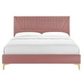 thumbnail image 4 of Platform Bed Frame, Tufted, Pink, Velvet, Mid Century Bedroom, Modern Contemporary Boutique HB35553, 4 of 8