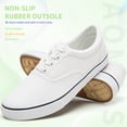 thumbnail image 4 of AOMAIS Men Fashion Canvas Sneakers Non-slip Low top Shoes Comfortable Round Toe Walking Shoes Casual Lace up Tennis Shoes(White US7), 4 of 9