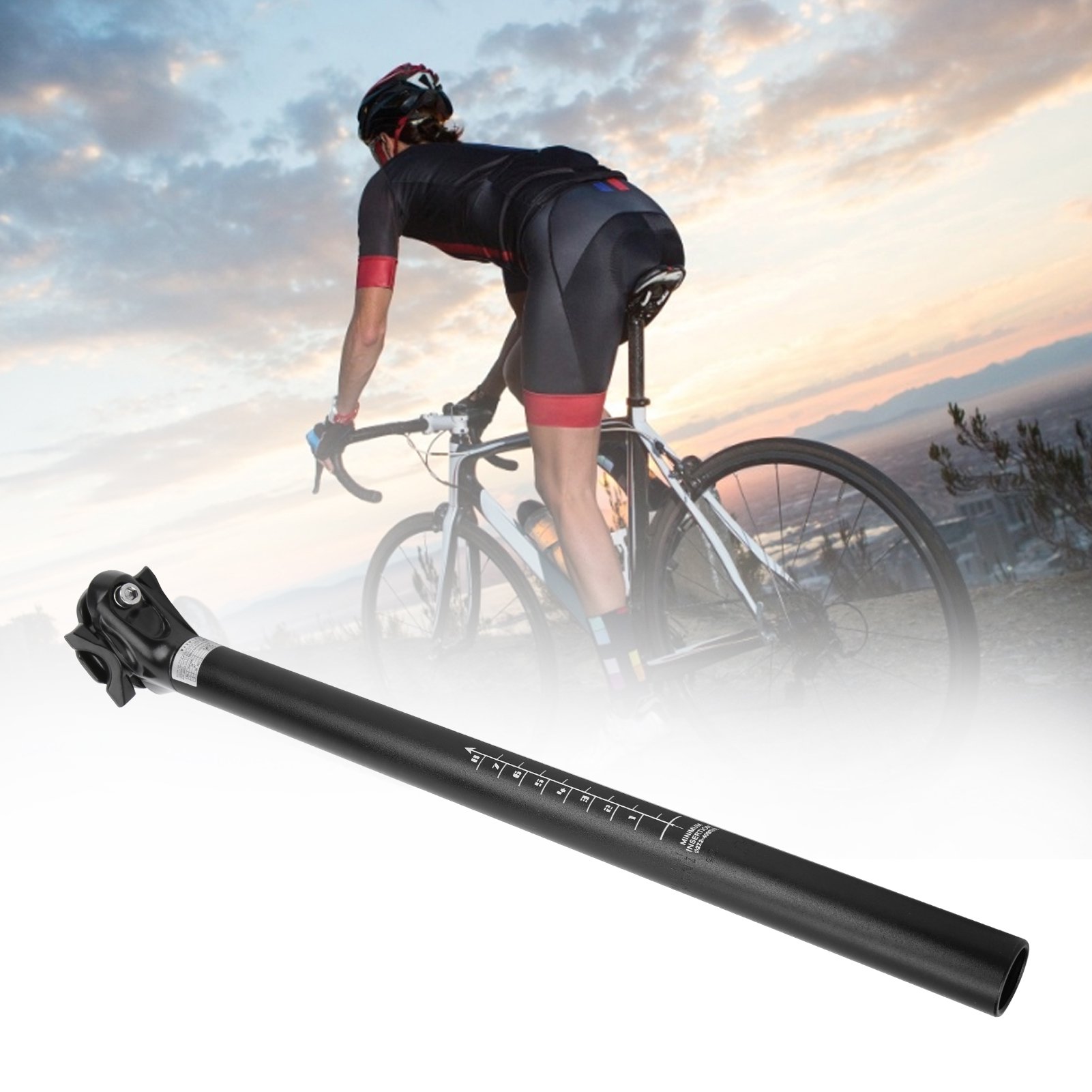 Tige De Selle Vélo En Alliage Aluminium 25,4x350 Mm - Pour VTT, Route, Vélo Pliant, Réglable, Légère Et Résistante