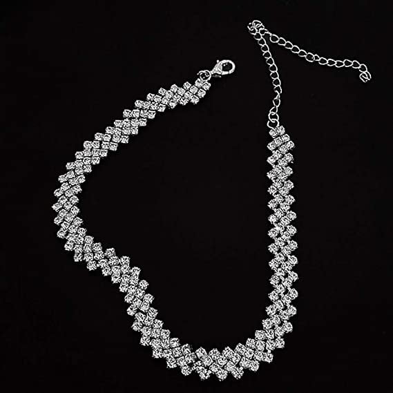 Rhinestone Choker Necklace Silver Diamond Row Necklaces Shiny Crystal Necklace Chain Jewerly Minimalist Fashion Party Prom Accessories Walmart