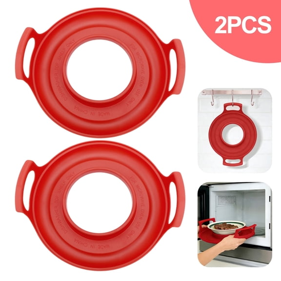 EEEkit 2pcs Microwave Bowl Holder with Handles, Microwave Cool Caddy for Hot Dishes, Carrying Tray for Bowls, Plates, Red