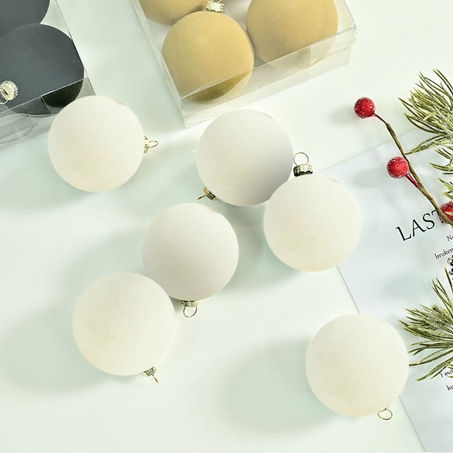 Xihbxyly Bolas Navideñas de Terciopelo, Adornos Flocados para Árbol, Elegantes Decoraciones Colgantes, Ideales para Fiestas En Casa, Decoración para Árbol de Navidad, 2.4 Pulgadas, Juego de 6 Piezas