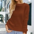 thumbnail image 2 of Womens Tops Casual Pullover Hoodie Long Sleeve Knit Trendy Cozy Loungewear Women's Sweater Soft Round Neck Basic Comfortable Loose Fit Winter Fall Fashion Clothes, 2 of 6