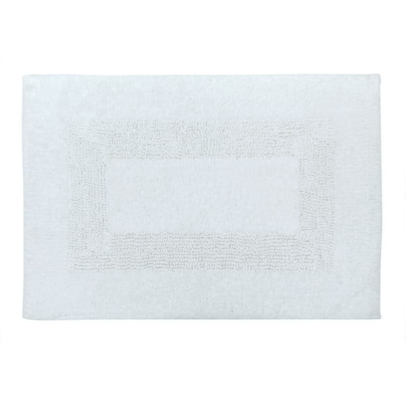 Mainstays Racetrack 100% Cotton White Bath Rug, 17" x 24"
