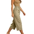 thumbnail image 3 of Luvrsol Capris Pants for Women Plus Size Wide Leg Cropped Pant with Pockets High Waist Relaxed Fit S-3XL, 3 of 6