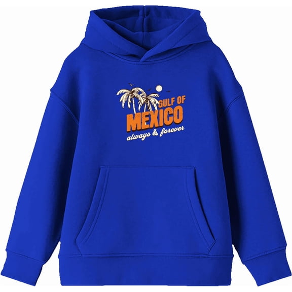 Gulf of Mexico Always & Forever Youth Royal Blue Long Sleee Hoodie-Medium
