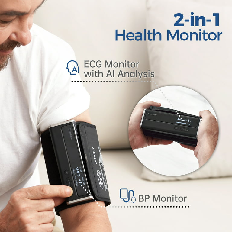 Checkme Blood Pressure Monitor with AI ECG,2 in 1 Upper Arm BP Machine and  EKG Monitoring Device,Synced by Wifi & Bluetooth,BP2 Connect 