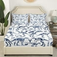 thumbnail image 2 of Dinosaur Skeleton Duvet Cover Queen Size,Animals Bedding Set 3Pcs Teens Bedroom Decor,Navy Blue Sketch Sugar Skull Bed Sheet Soft (No Flat Sheet),2 Pillowcases（No Top Sheet）, 2 of 5