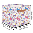 thumbnail image 2 of CURLYOOT 13 x 13 Inch Cube Storage Bin, Unicorn Fabric Storage Cube Baskets, Unicorn Flower Closet Shelves Foldable Bins with Leather Handles for Home Organizer, 2 of 7